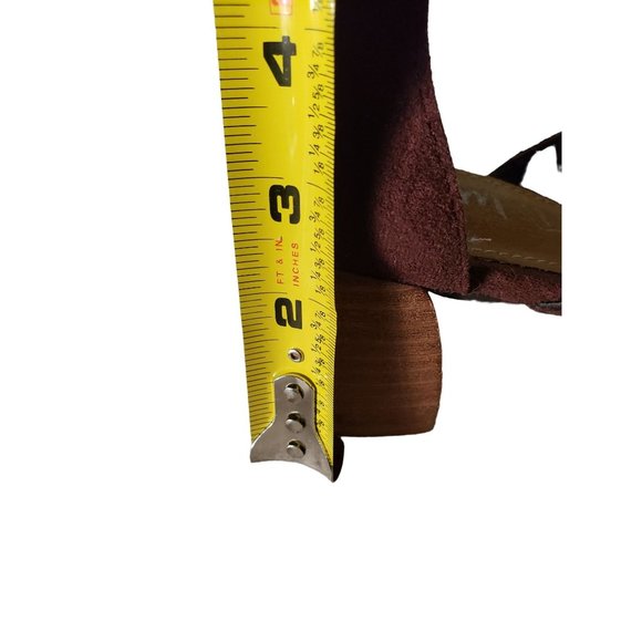 MI IM HEELS SIZE 9US POINTED TOE , STACKED BLOCK HEEL T STRAP BURGANDY - Picture 11 of 12